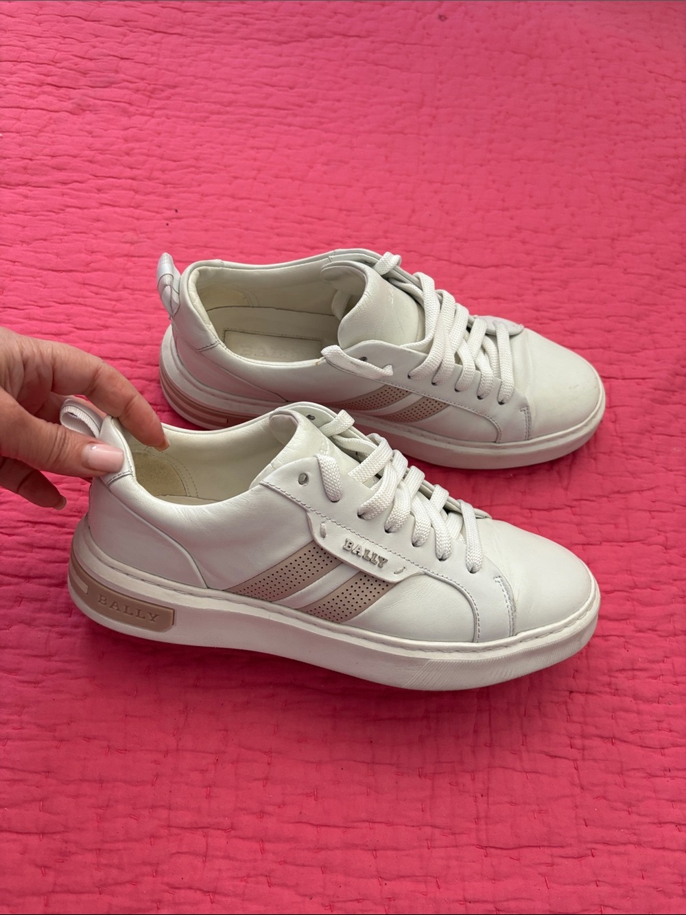 Bally White Leather Women's Low-Top Sneakers, US8